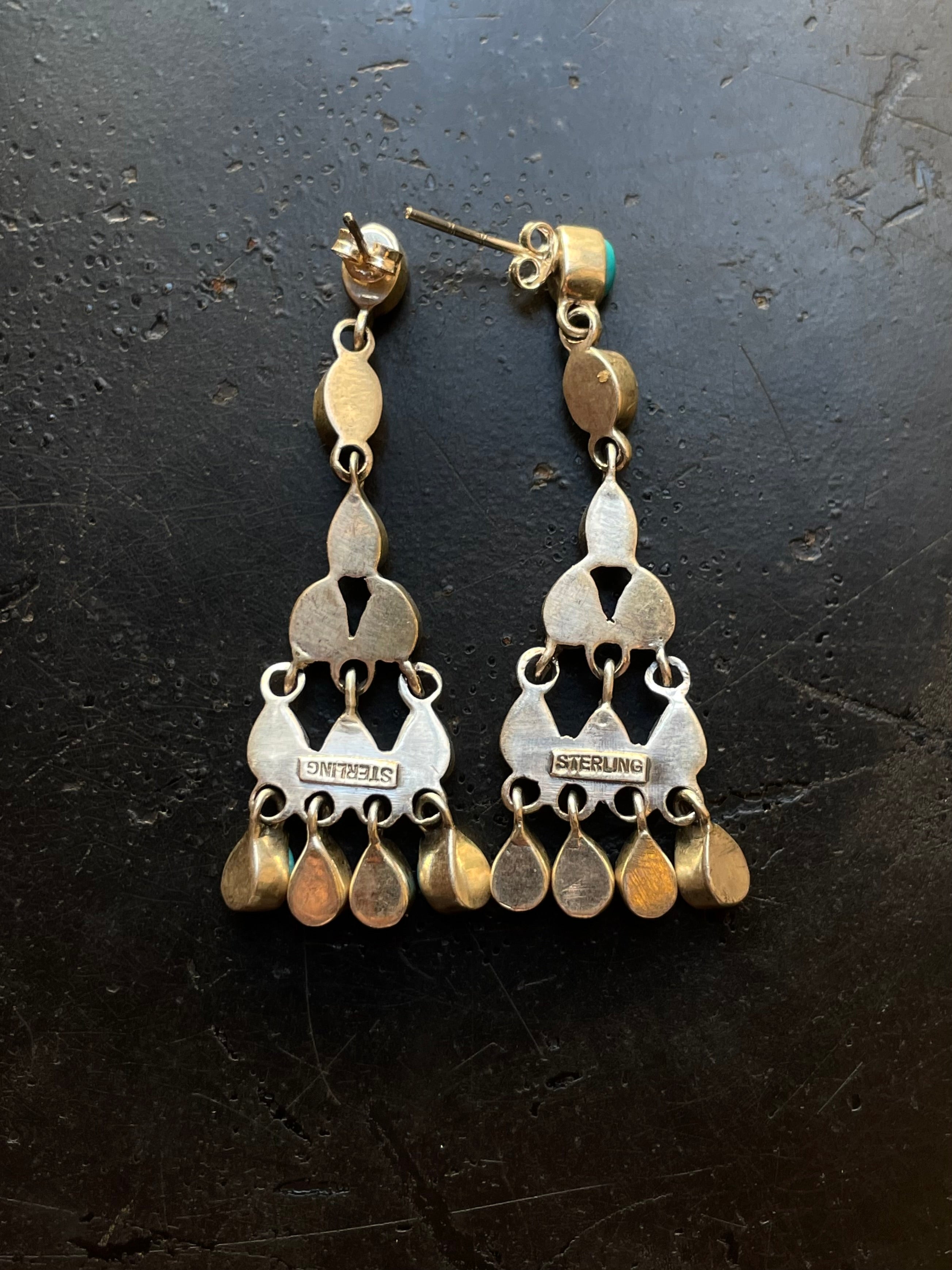 Kingman Turquoise Chandelier Stud Earrings | 925 Sterling Silver G635
