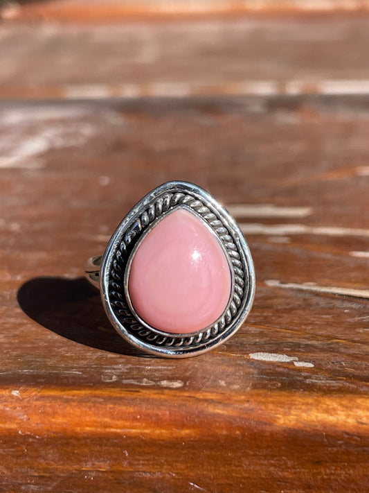 Pink Conch Teardrop Ring Size 6 | 925 Sterling Silver Southwest D104