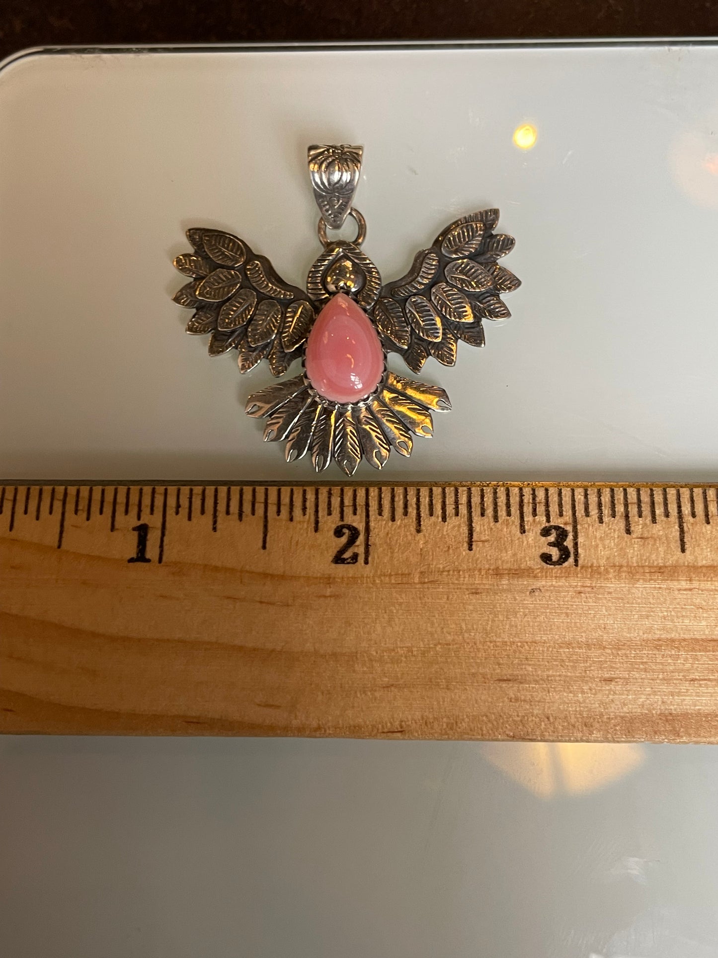 Pink Conch Thunderbird Pendant | 925 Sterling Silver C510