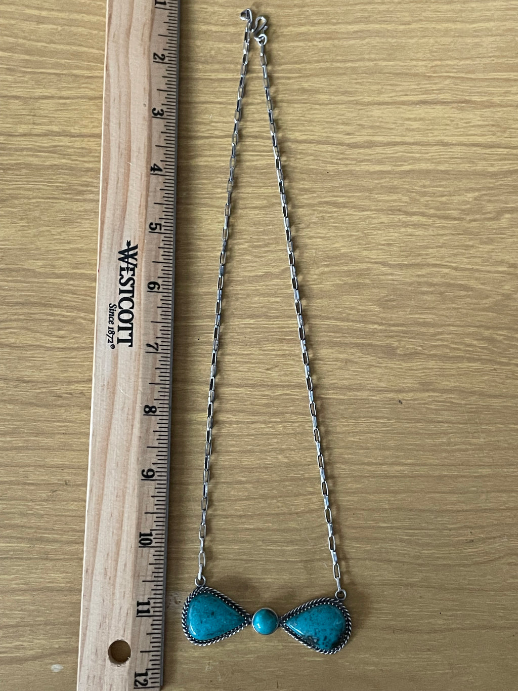 Kingman Turquoise Bar Necklace | Bow Style Center | 925 Silver E624