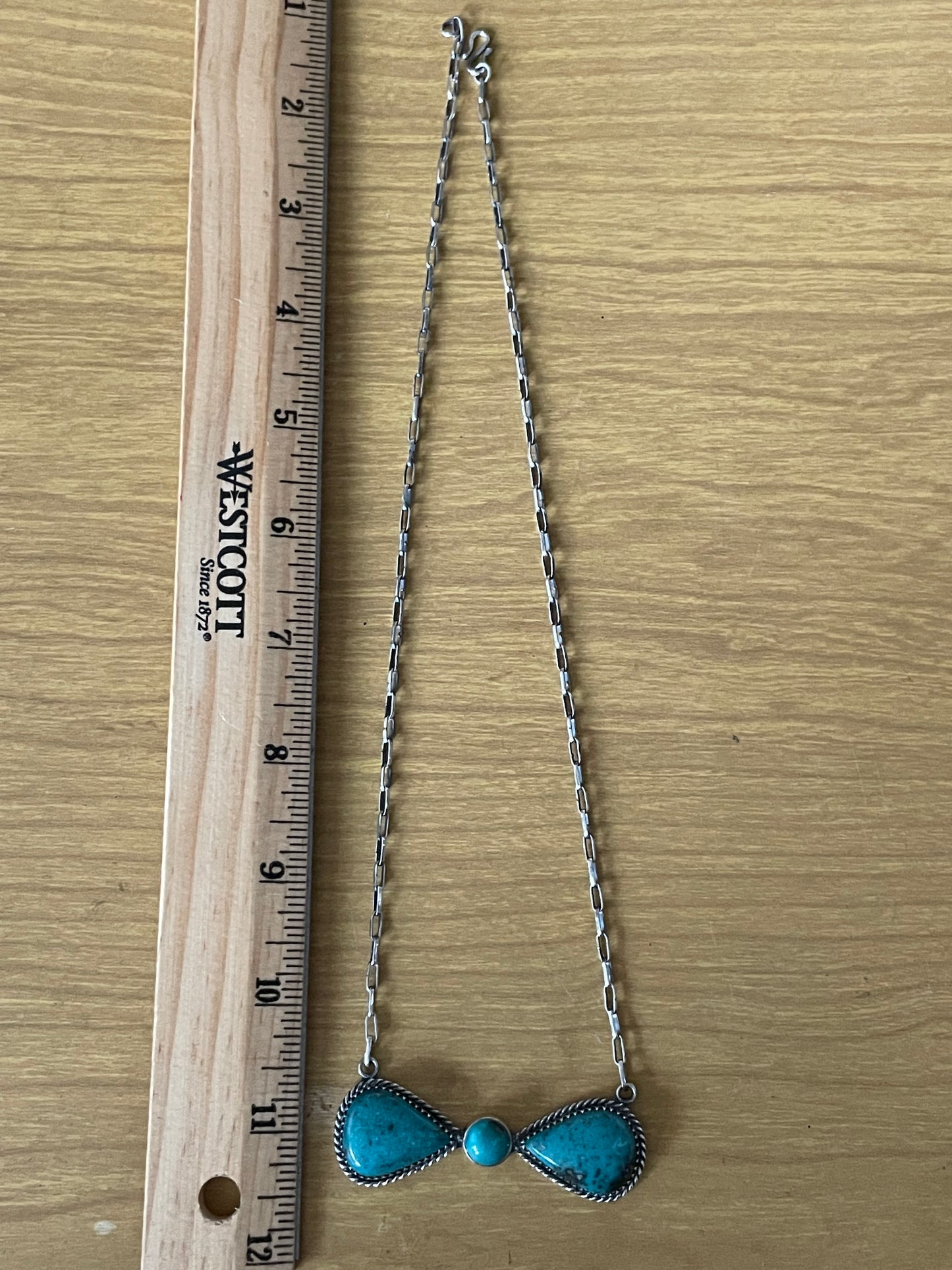 Kingman Turquoise Bar Necklace | Bow Style Center | 925 Silver E624