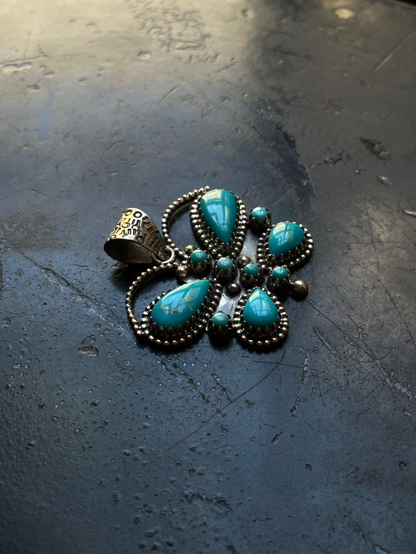 Kingman Turquoise Butterfly Pendant | Sterling Silver G465