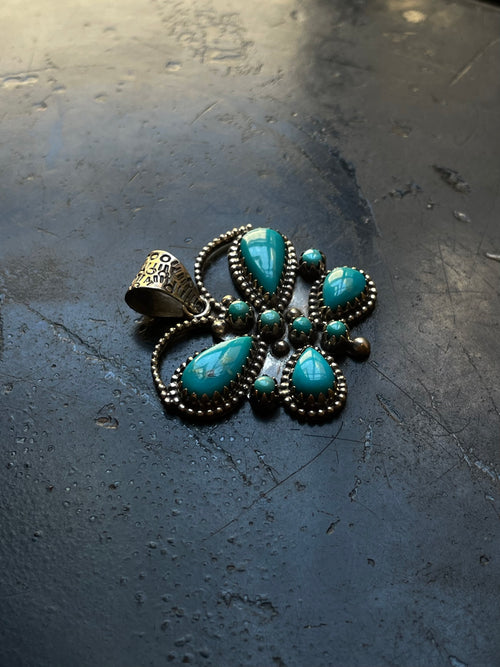 Kingman Turquoise Butterfly Pendant | Sterling Silver G465