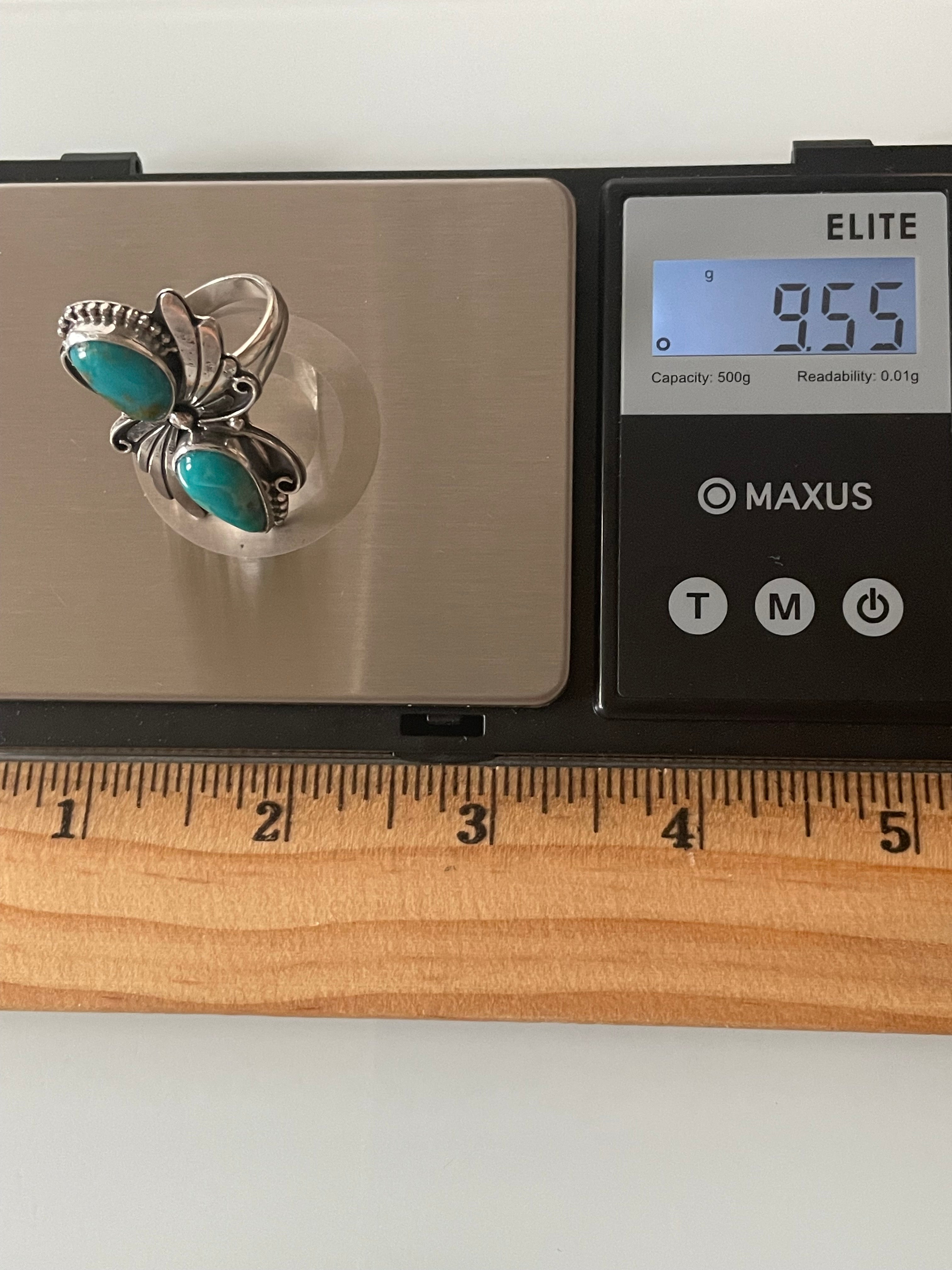 Kingman Turquoise Double Stone Ring | Sterling Silver | Size 10 G306