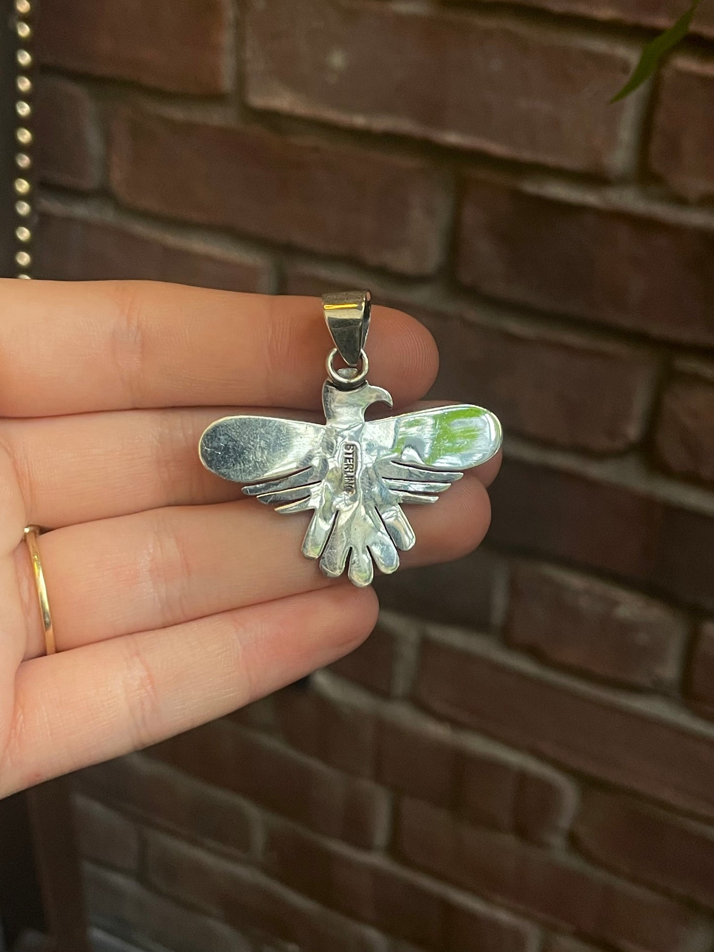 Pink Conch Thunderbird Pendant | 925 Sterling Silver C531