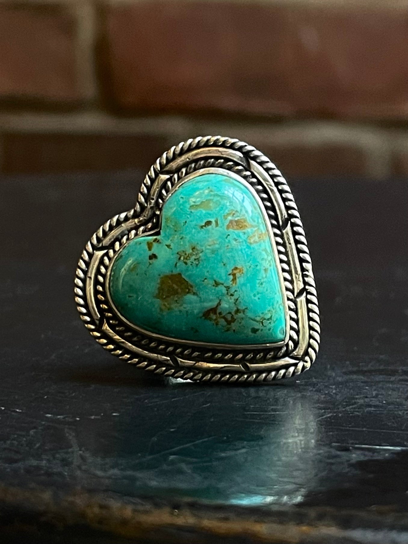 Turquoise Heart Ring Size 9 | Sterling Silver E862