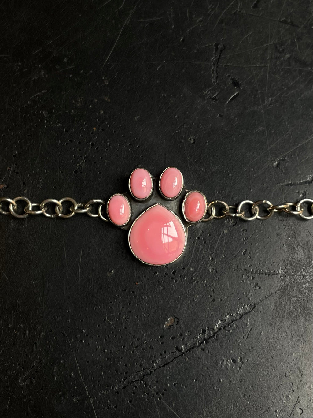 Pink Conch Paw Link Bracelet | 925 Sterling Silver E102