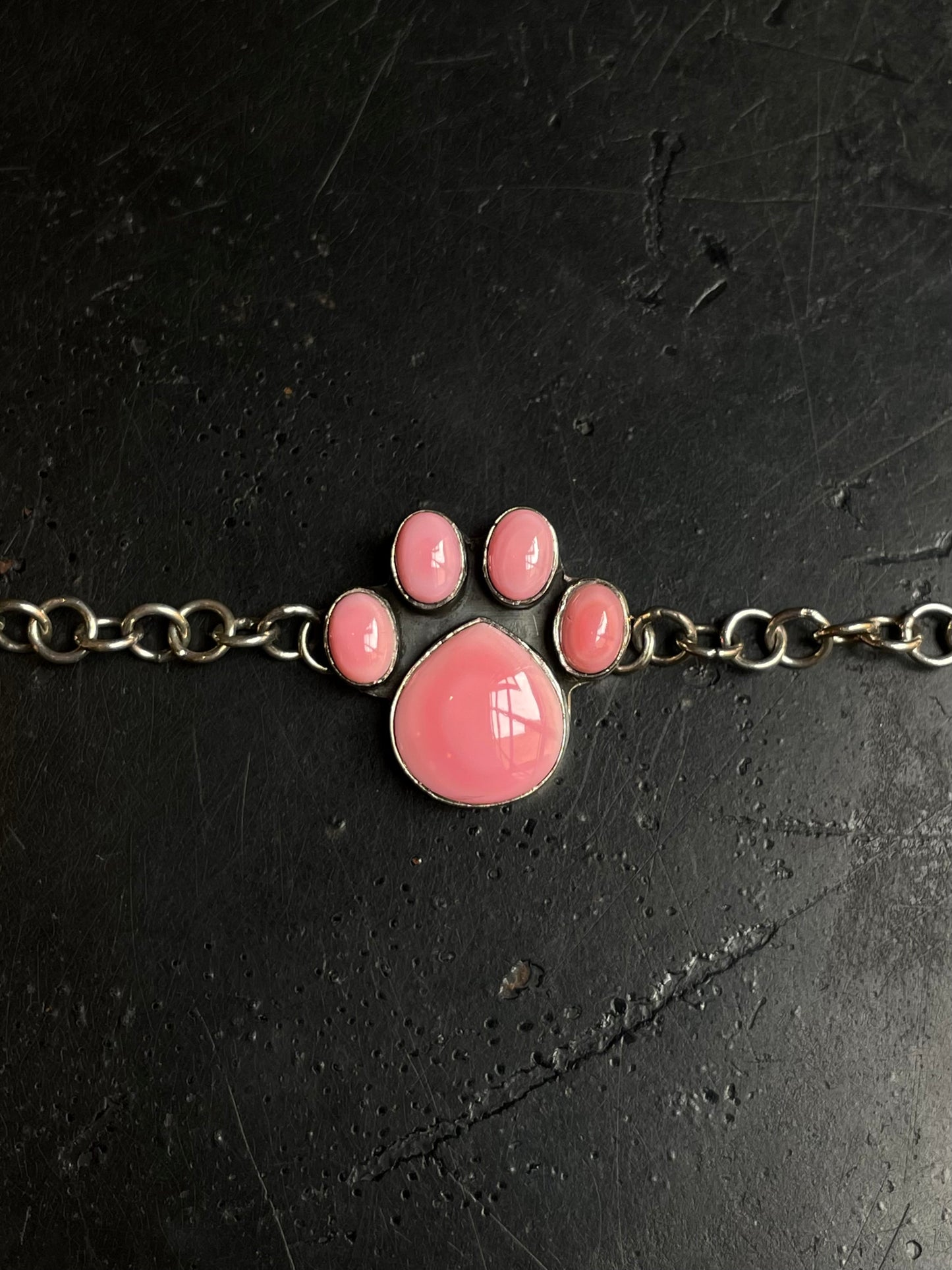 Pink Conch Paw Link Bracelet | 925 Sterling Silver E102