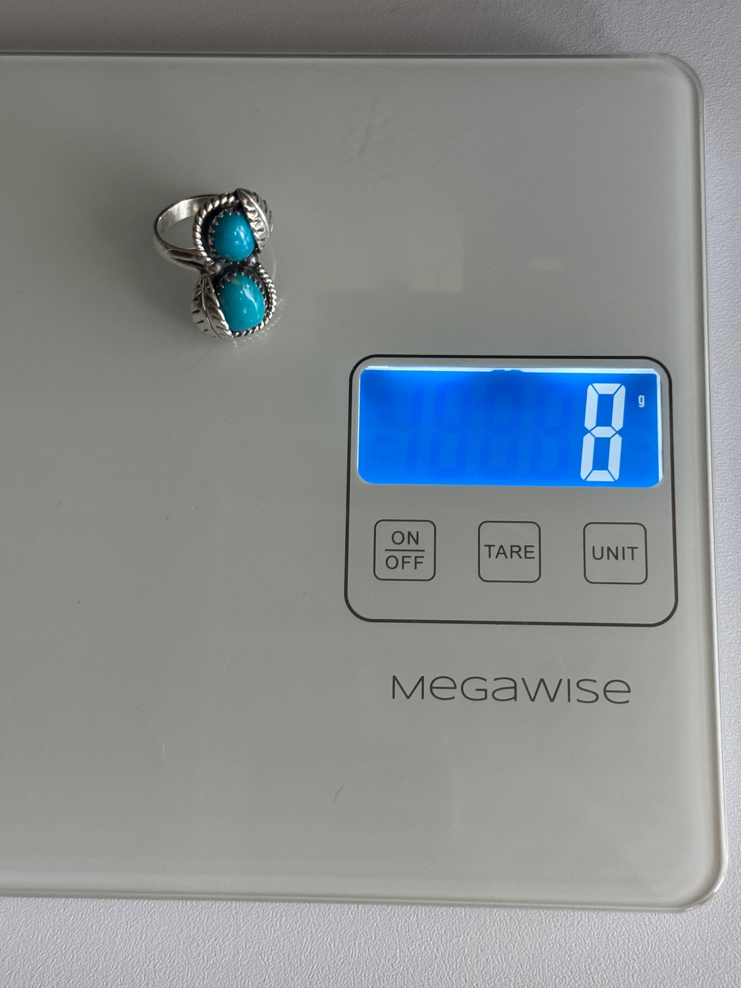 Kingman Turquoise Feather Ring | Sterling Silver | Size 9.5 | A895