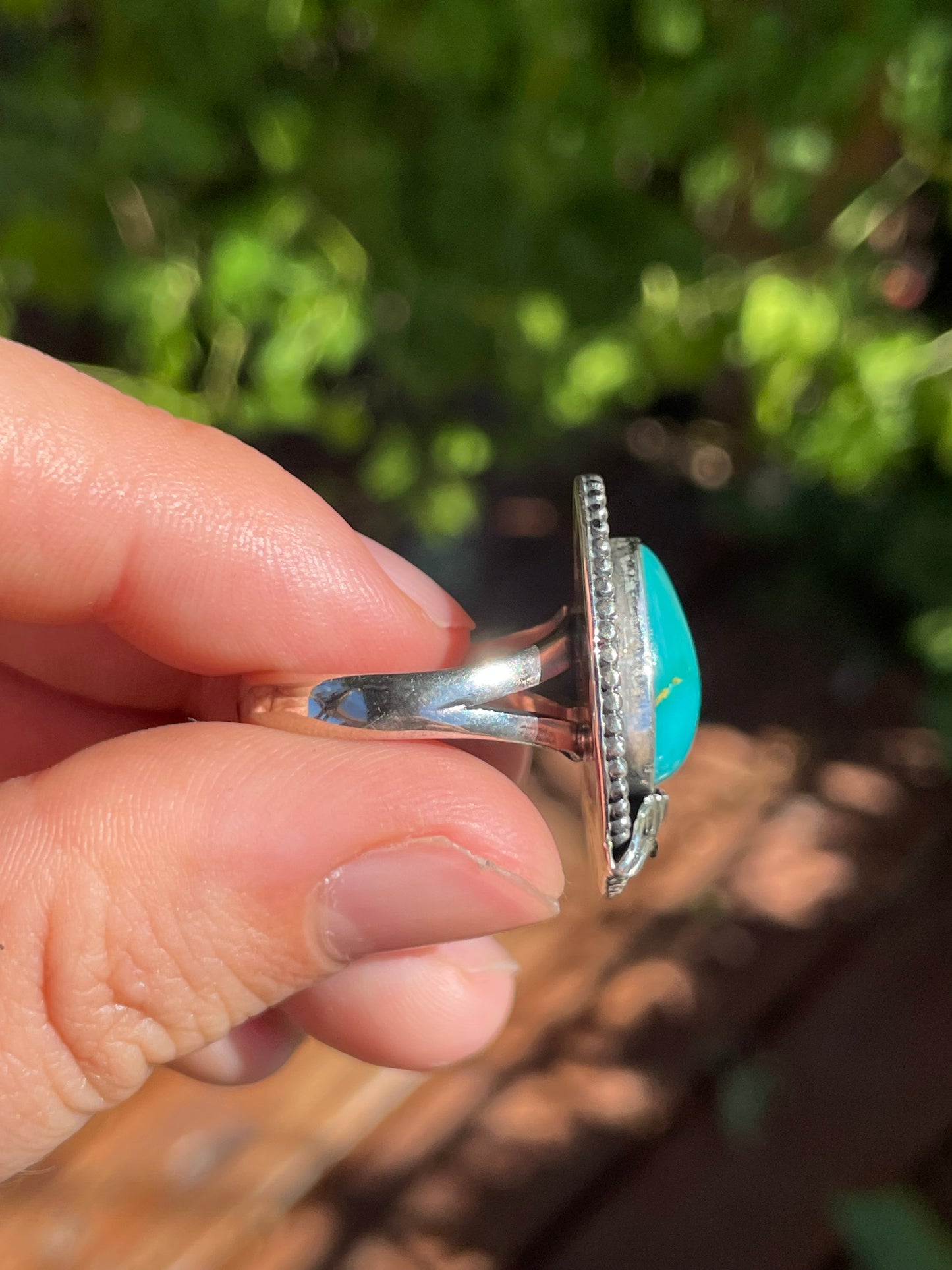 Turquoise Leaf Design Ring | 925 Sterling Silver | Size 9 Y97