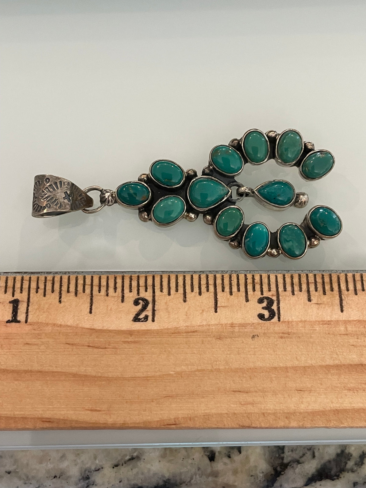 Turquoise Squash Blossom Pendant | 925 Sterling Silver G724