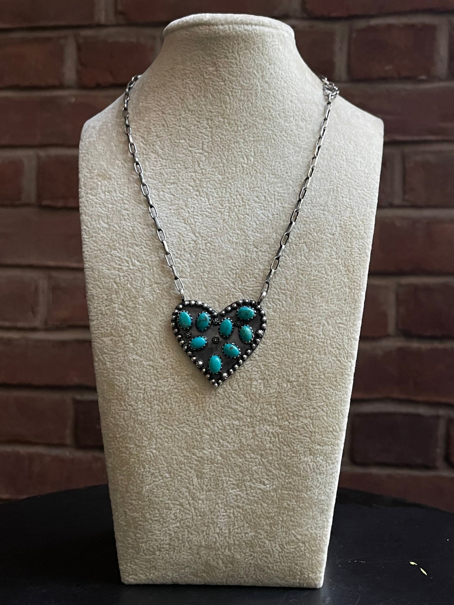 Kingman Turquoise Heart Necklace | Sterling Silver E939