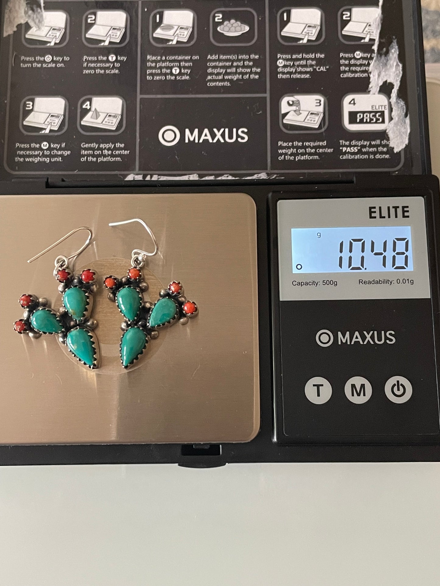 Turquoise Italian Coral Hook Earrings | Sterling Silver E651