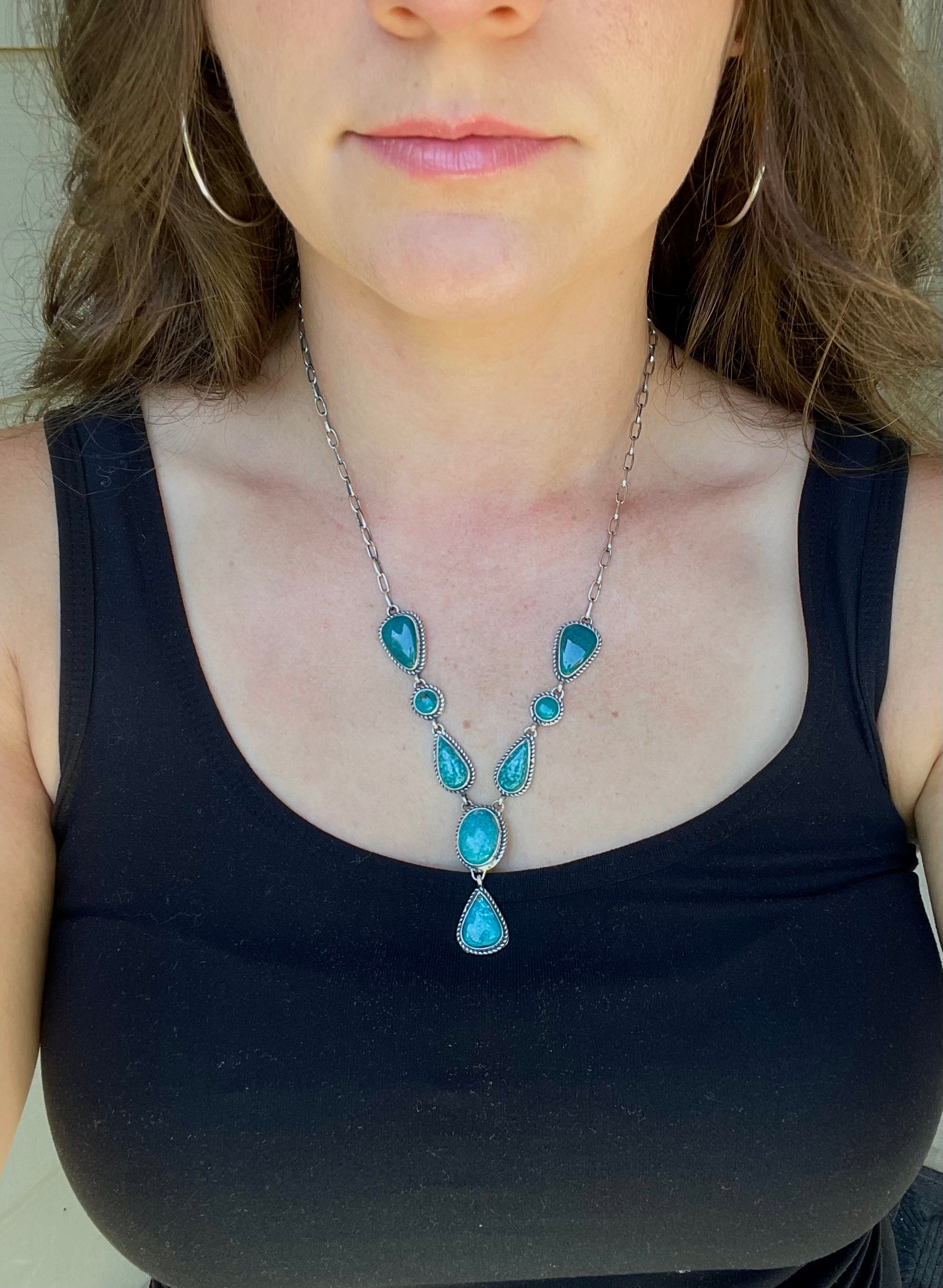 Turquoise Lariat Necklace | 925 Sterling Silver D223
