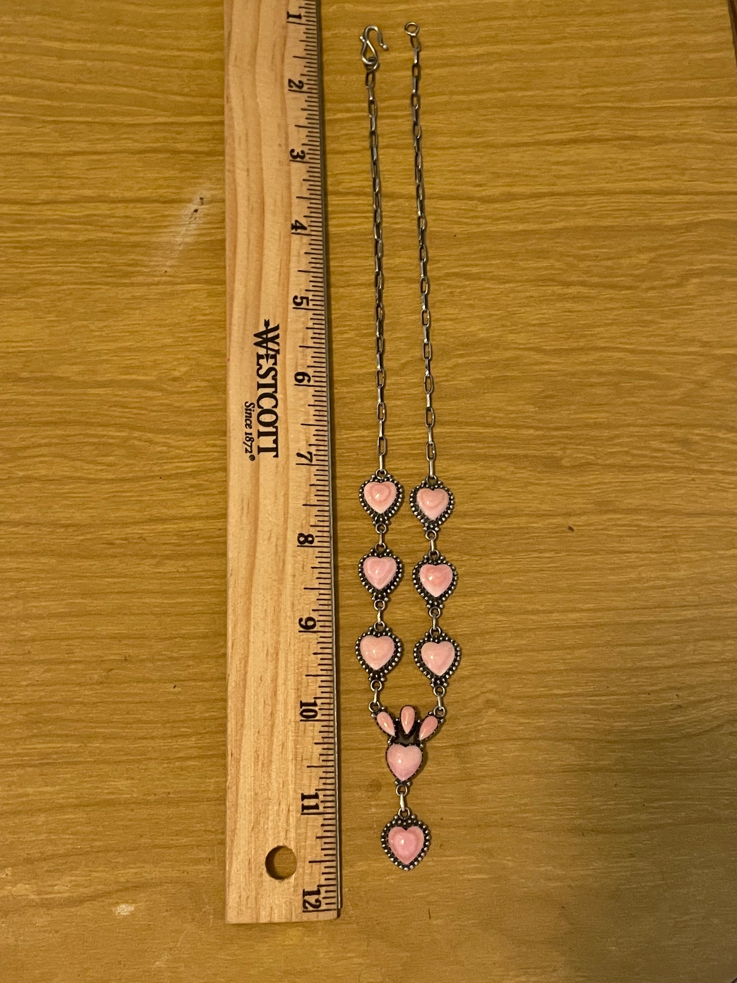Pink Conch Heart Link Necklace | Sterling Silver E933