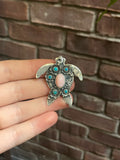 Pink Conch & Turquoise Turtle Pendant | 925 Sterling Silver C539