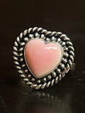 Pink Conch Heart Ring Size 8.75 | 925 Sterling Silver G126