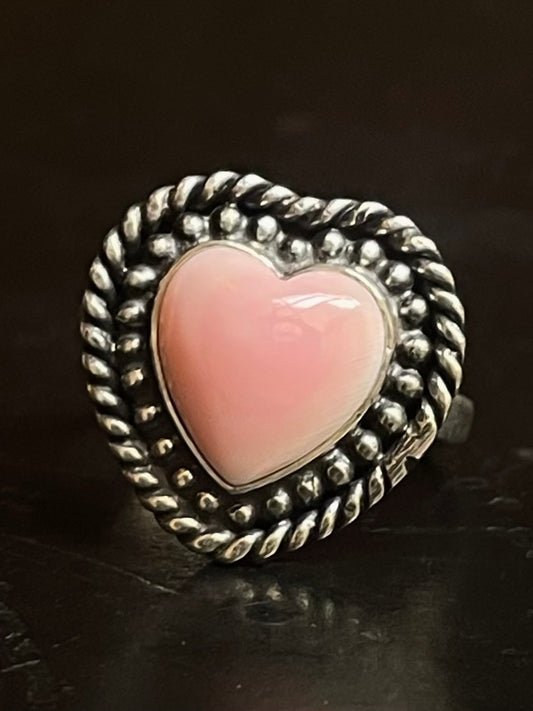 Pink Conch Heart Ring Size 8.75 | 925 Sterling Silver G126
