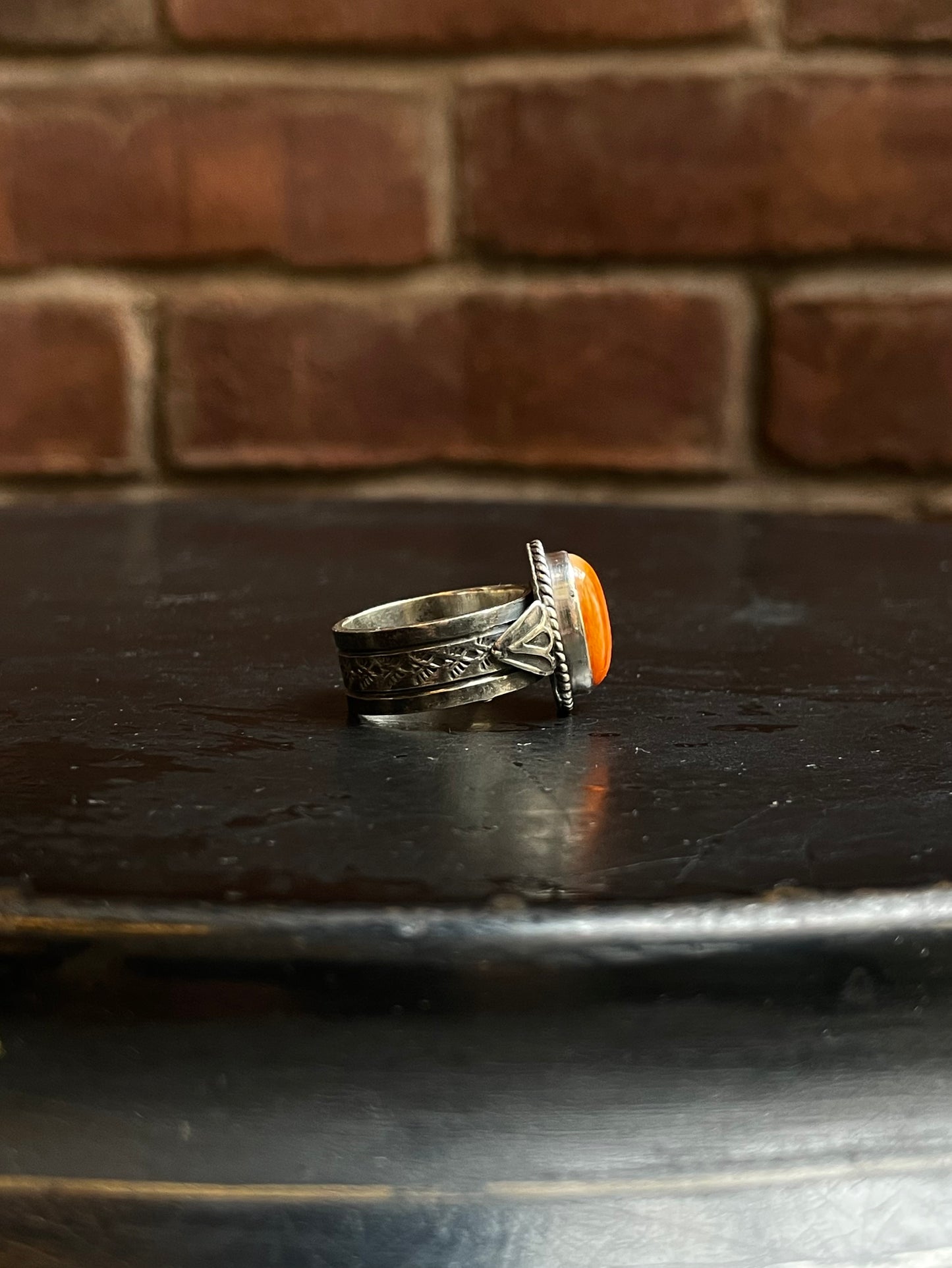 Spiny Oyster Rope Ring Size 8 | 925 Sterling Silver Southwest E136