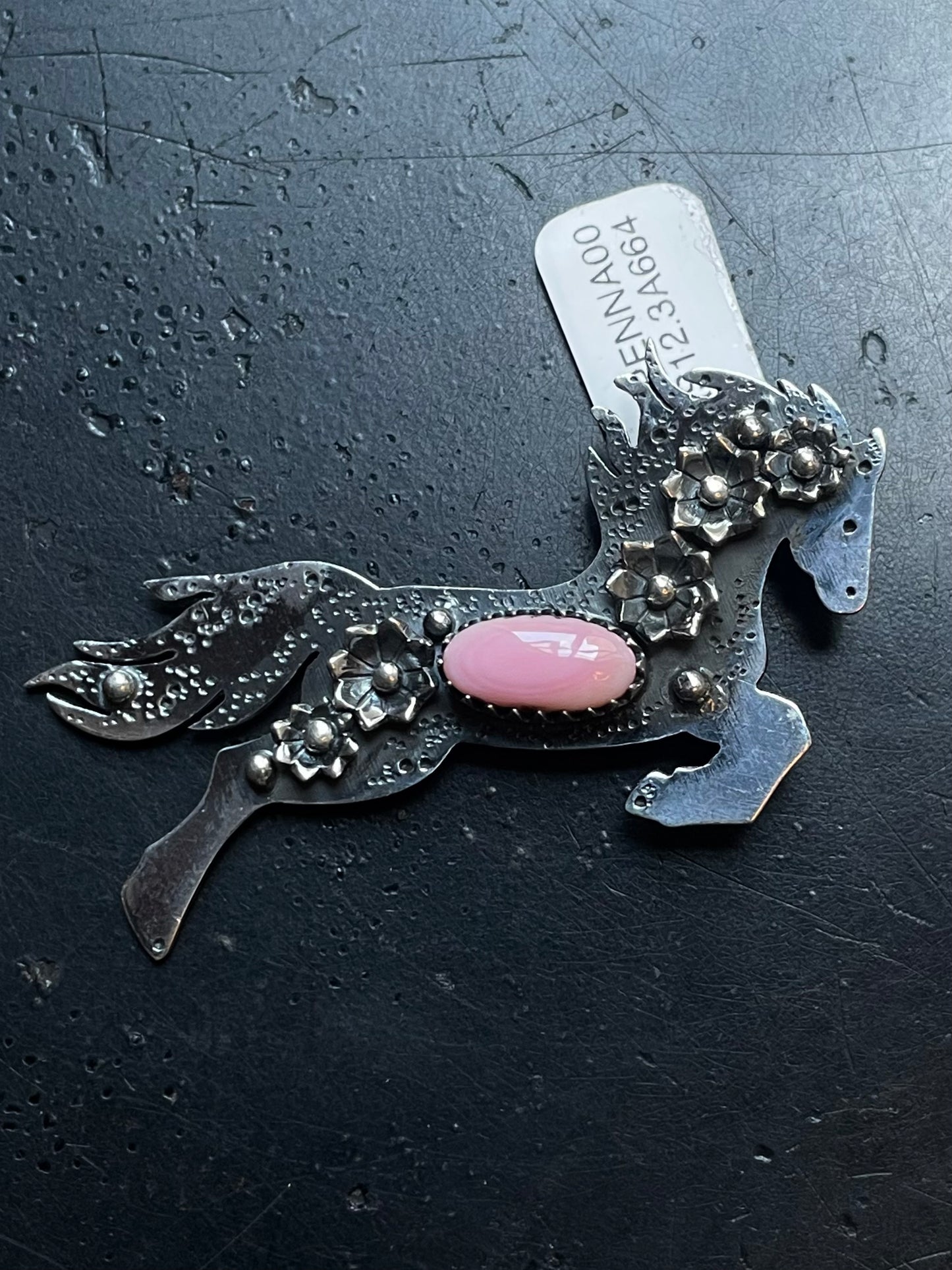 Pink Conch Horse Pendant | Sterling Silver | A664