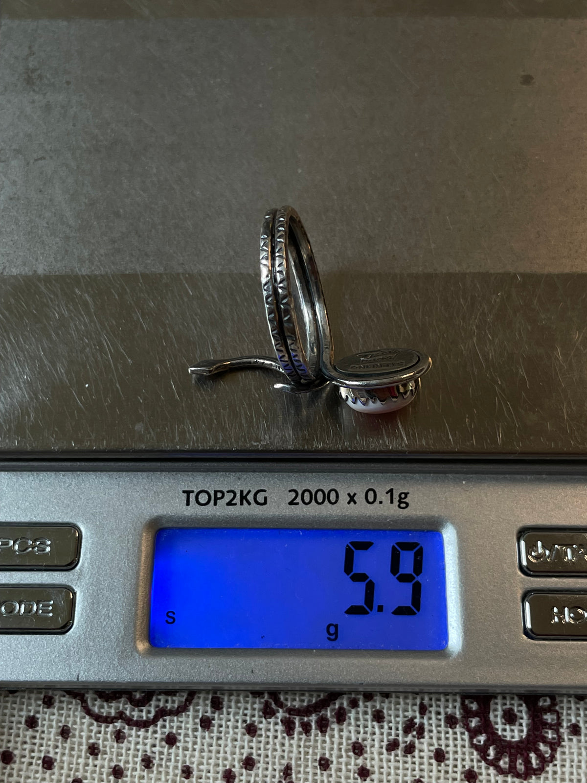 Pink Conch Snake Ring Size 10.5| 925 Sterling Silver C947