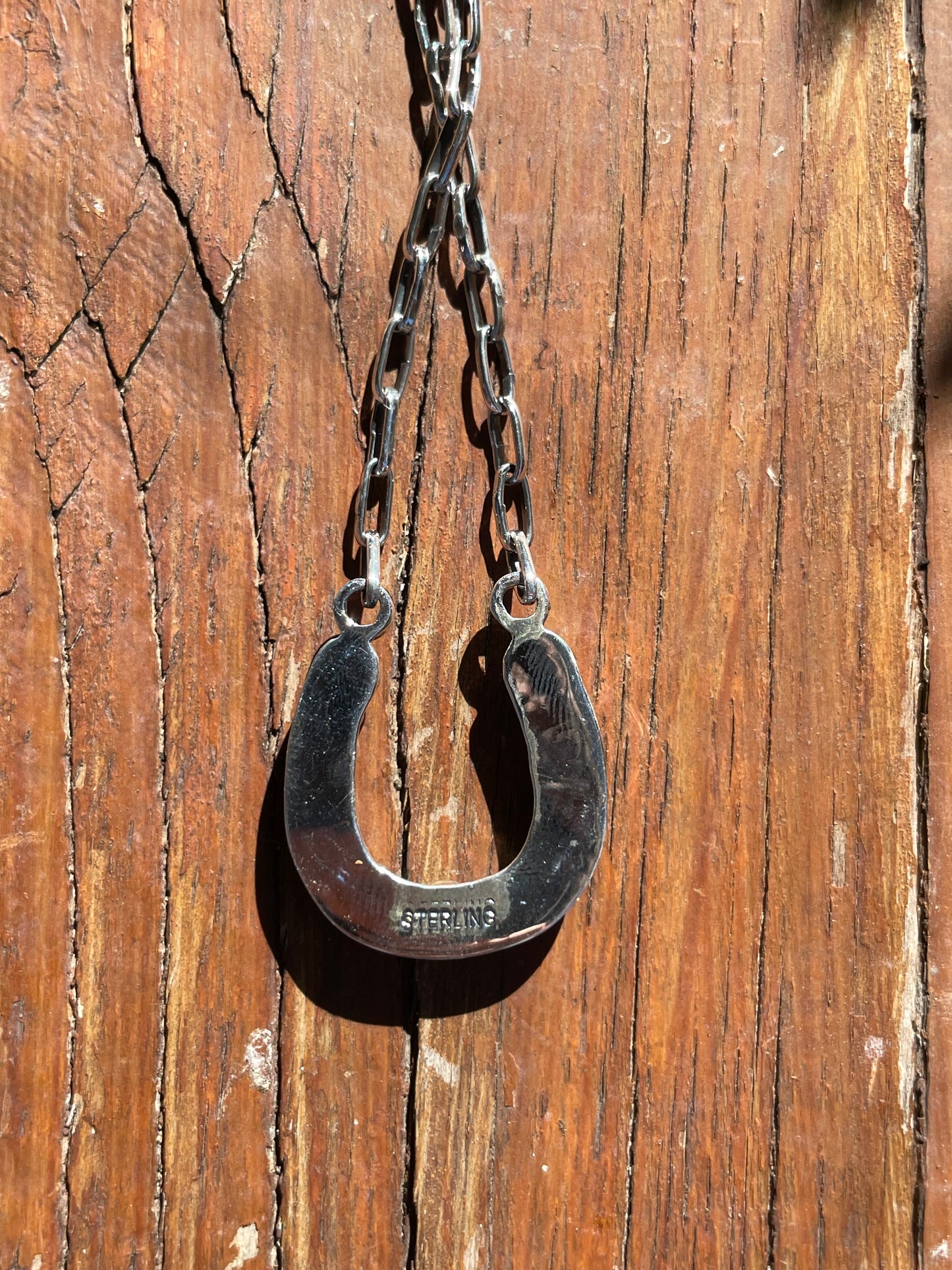 Kingman Turquoise Horseshoe Necklace | Sterling Silver 925 | B869