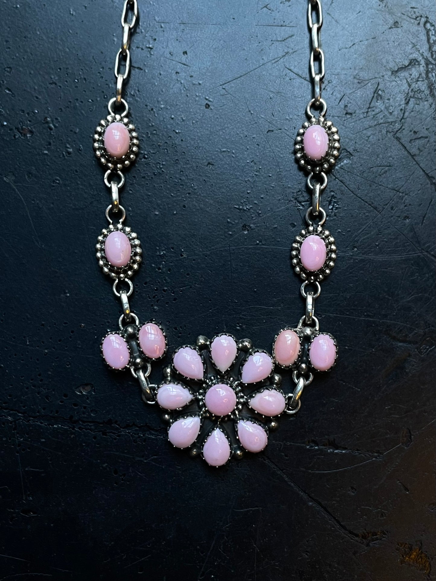 Pink Conch Flower Necklace | 925 Sterling Silver E359
