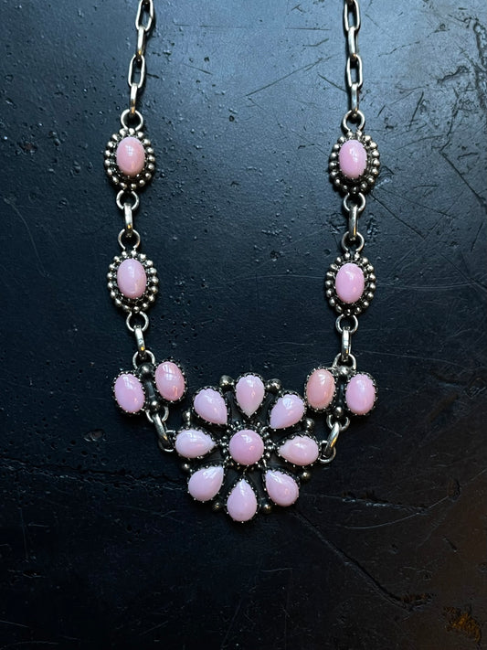 Pink Conch Flower Necklace | 925 Sterling Silver E359