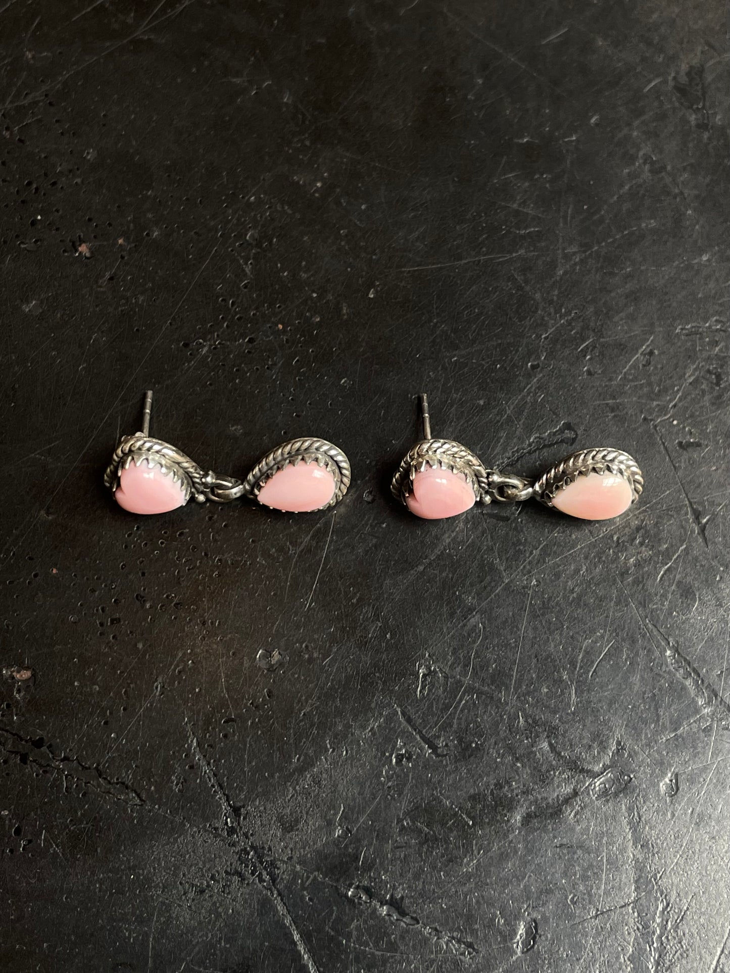 Pink Conch Heart Stud Earrings | 925 Sterling Silver E797
