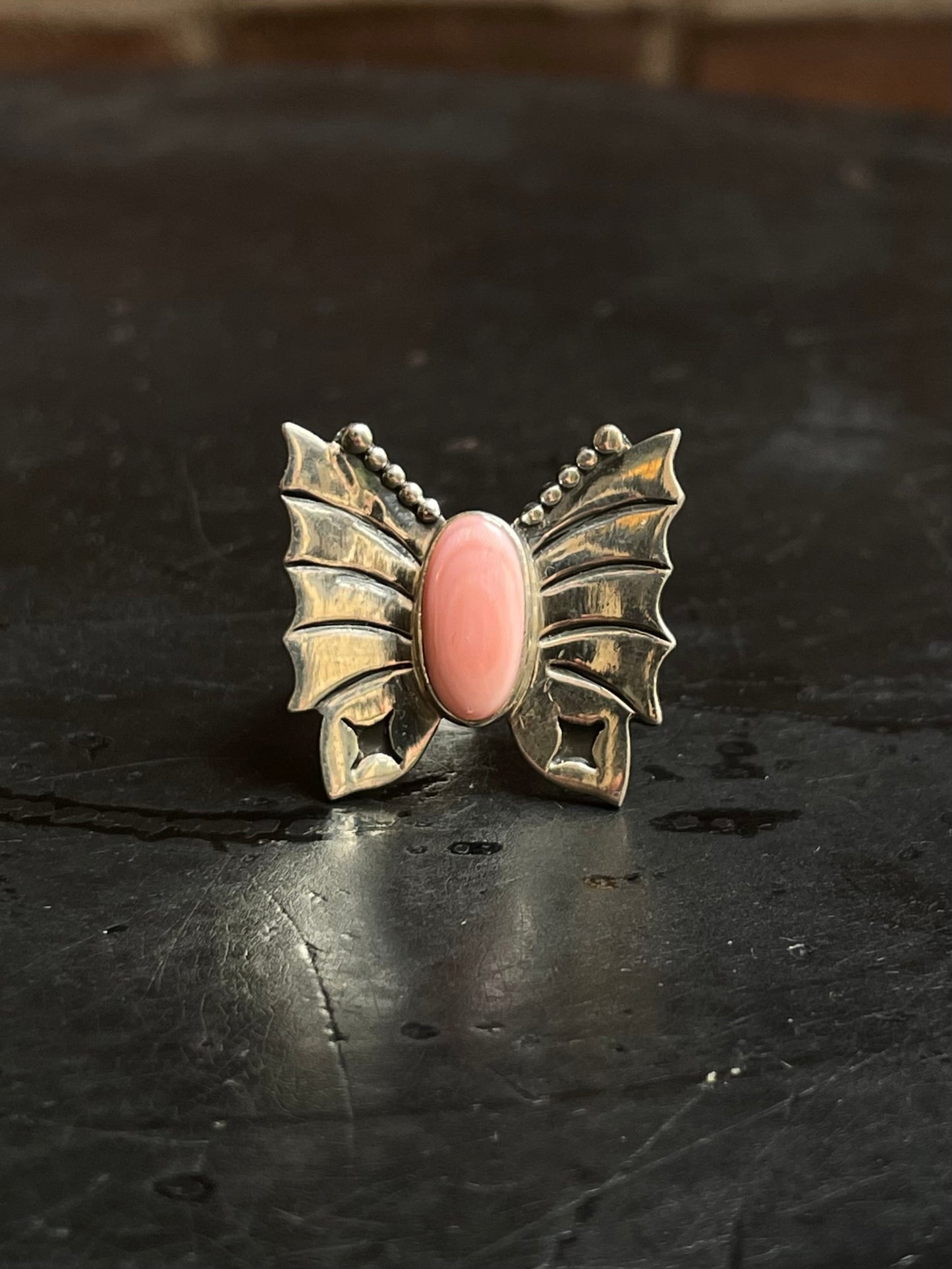 Pink Conch Butterfly Ring Size 7.5 | 925 Sterling Silver Southwest E192