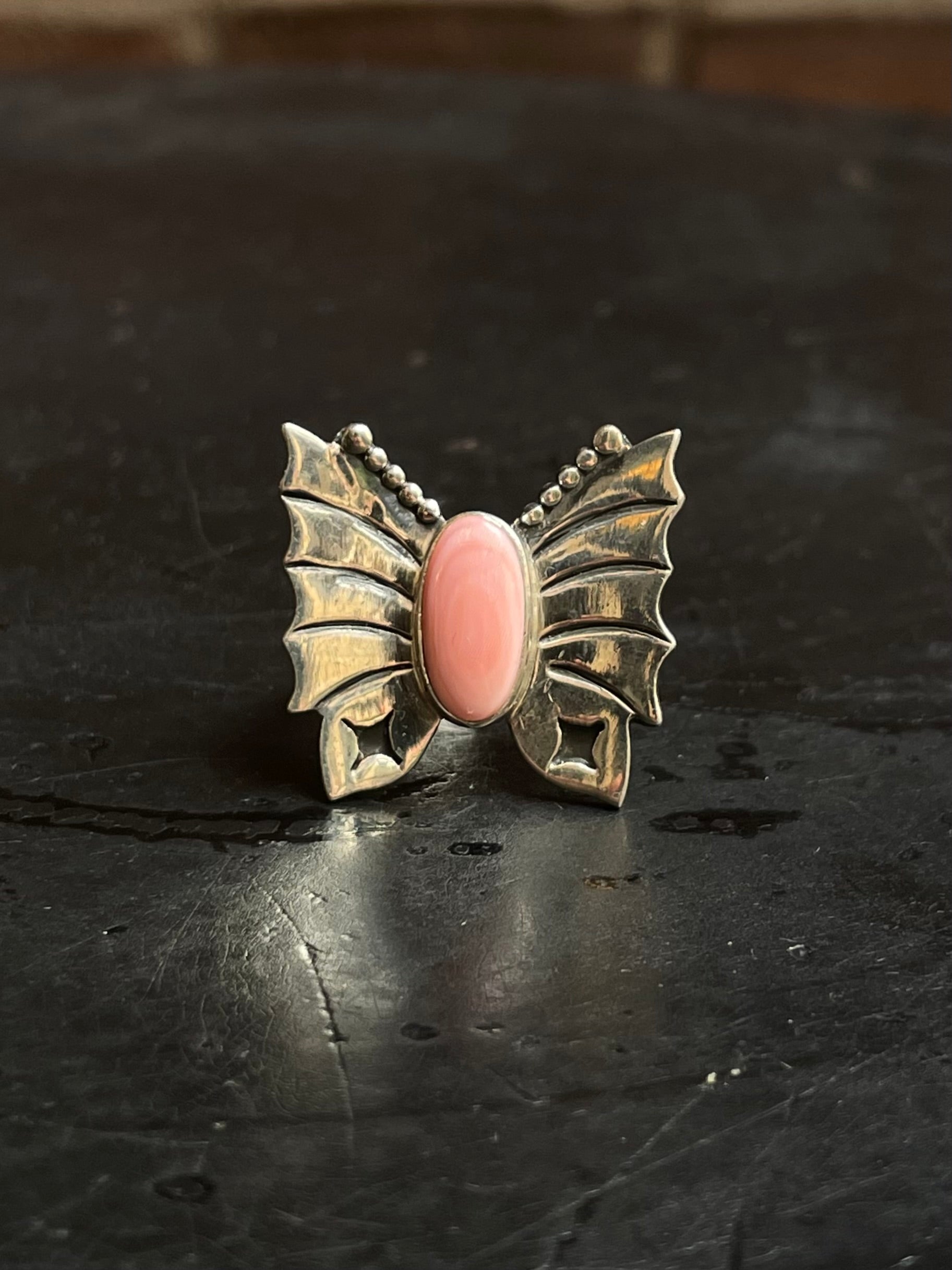 Pink Conch Butterfly Ring Size 7.5 | 925 Sterling Silver Southwest E192