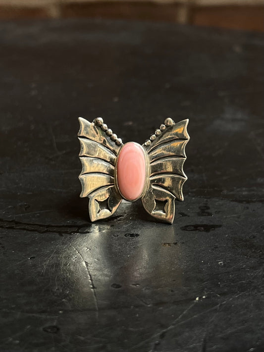 Pink Conch Butterfly Ring Size 7.5 | 925 Sterling Silver Southwest E192