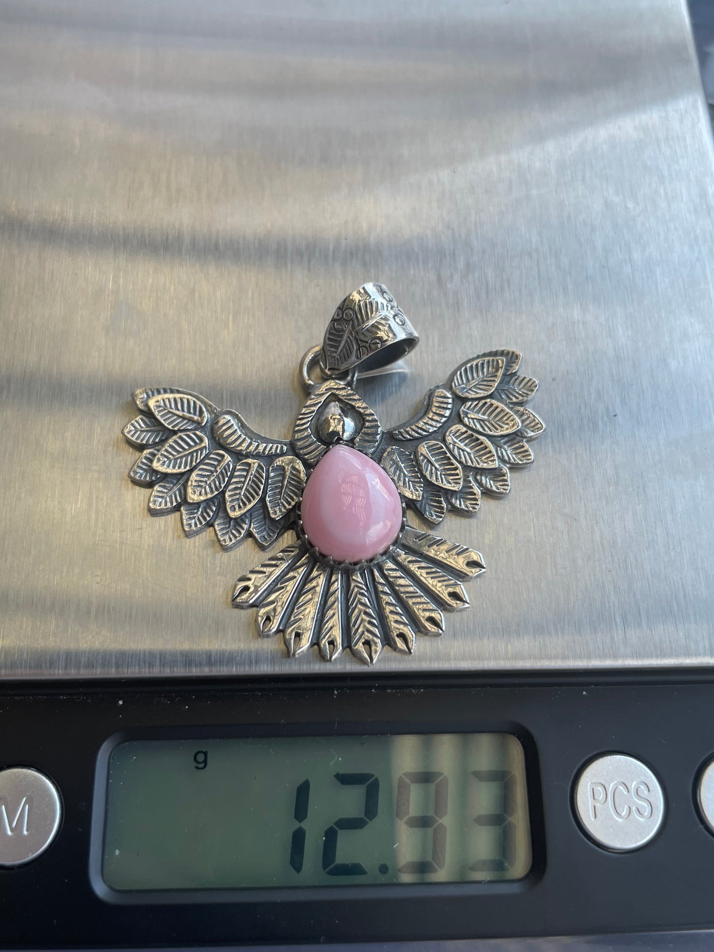 Pink Conch Thunderbird Pendant | 925 Sterling Silver B201