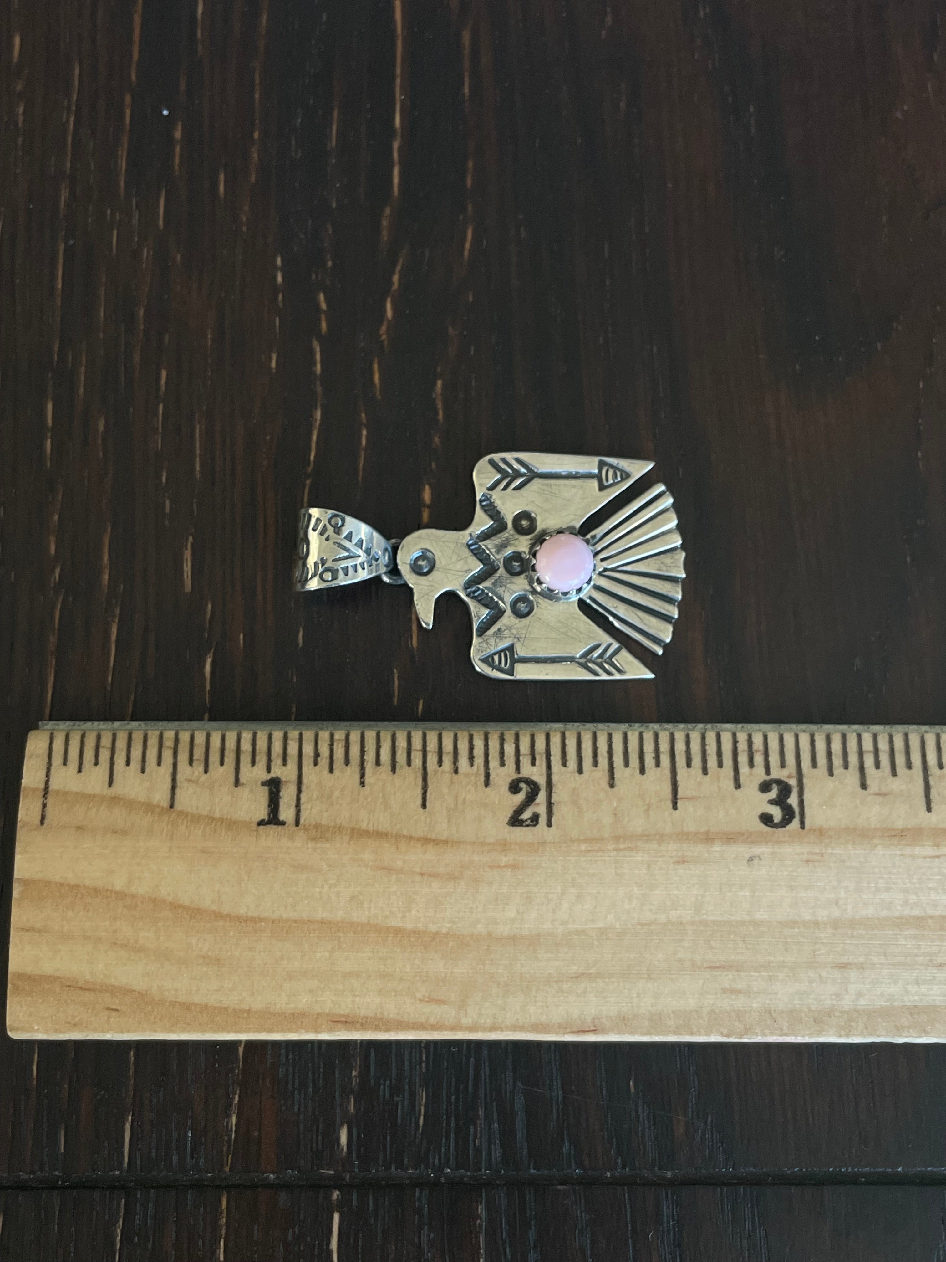 Pink Conch Thunderbird Pendant | Sterling Silver E718