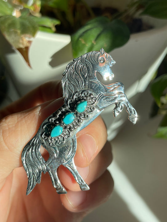 Turquoise Horse Pendant | Sterling Silver 925 B803