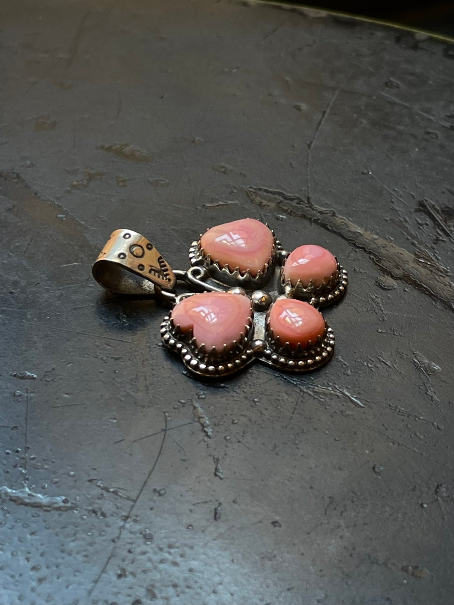 Pink Conch Paw Print Pendant | Sterling Silver G442