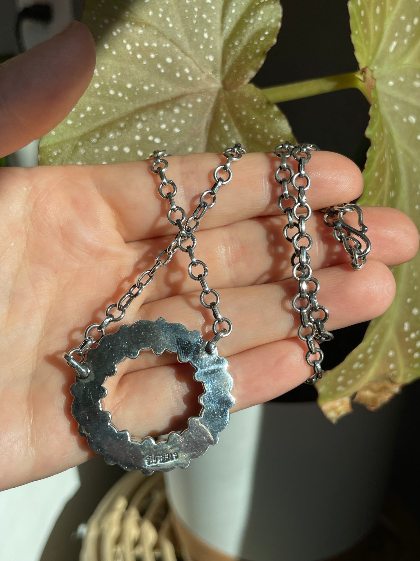 Kingman Turquoise Circle Necklace | Sterling Silver 925 B864