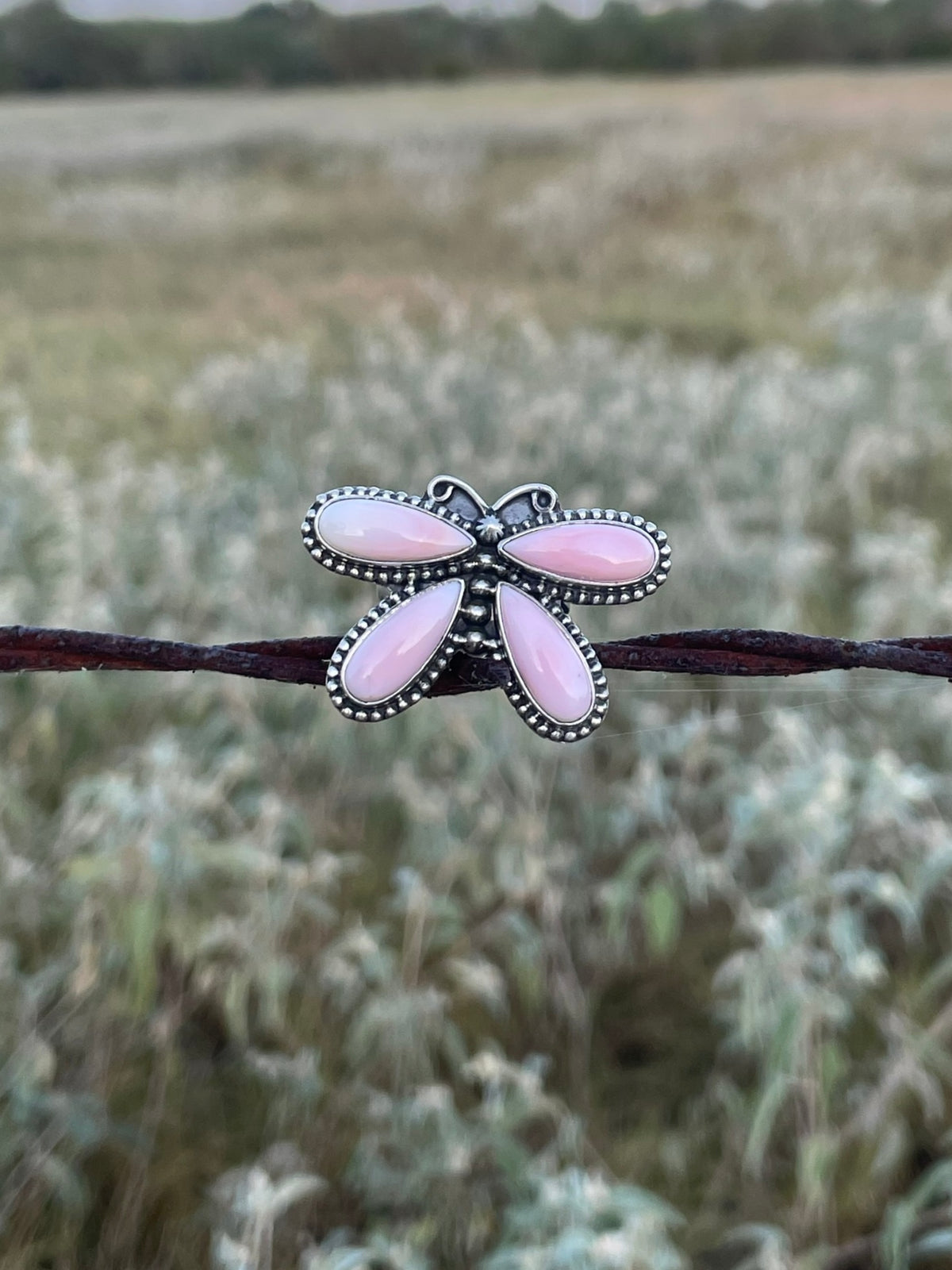 Pink Conch Butterfly Ring Size 6.75 | 925 Sterling Silver G744