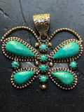 Kingman Turquoise Butterfly Pendant | Sterling Silver G460