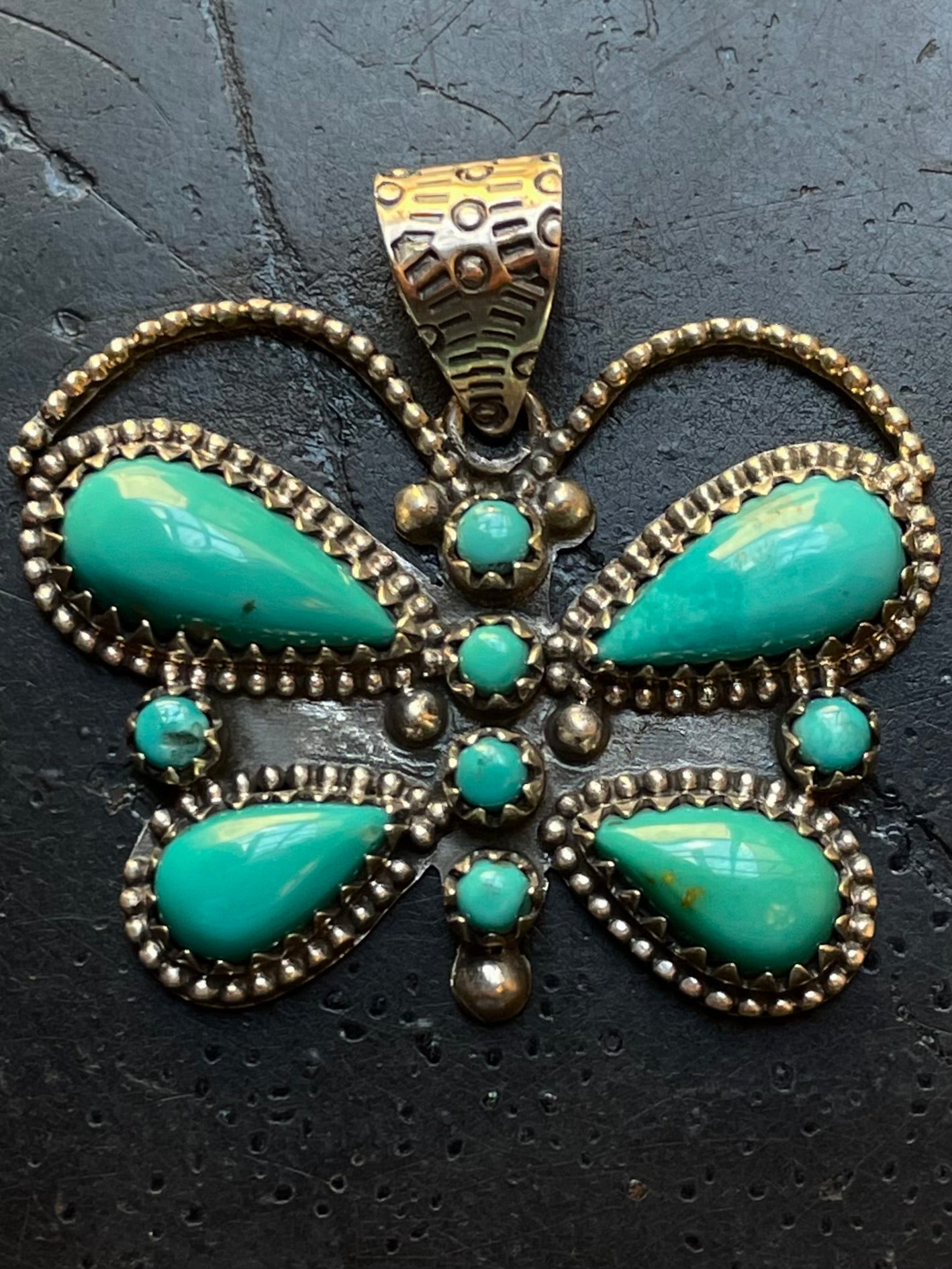 Kingman Turquoise Butterfly Pendant | Sterling Silver G460