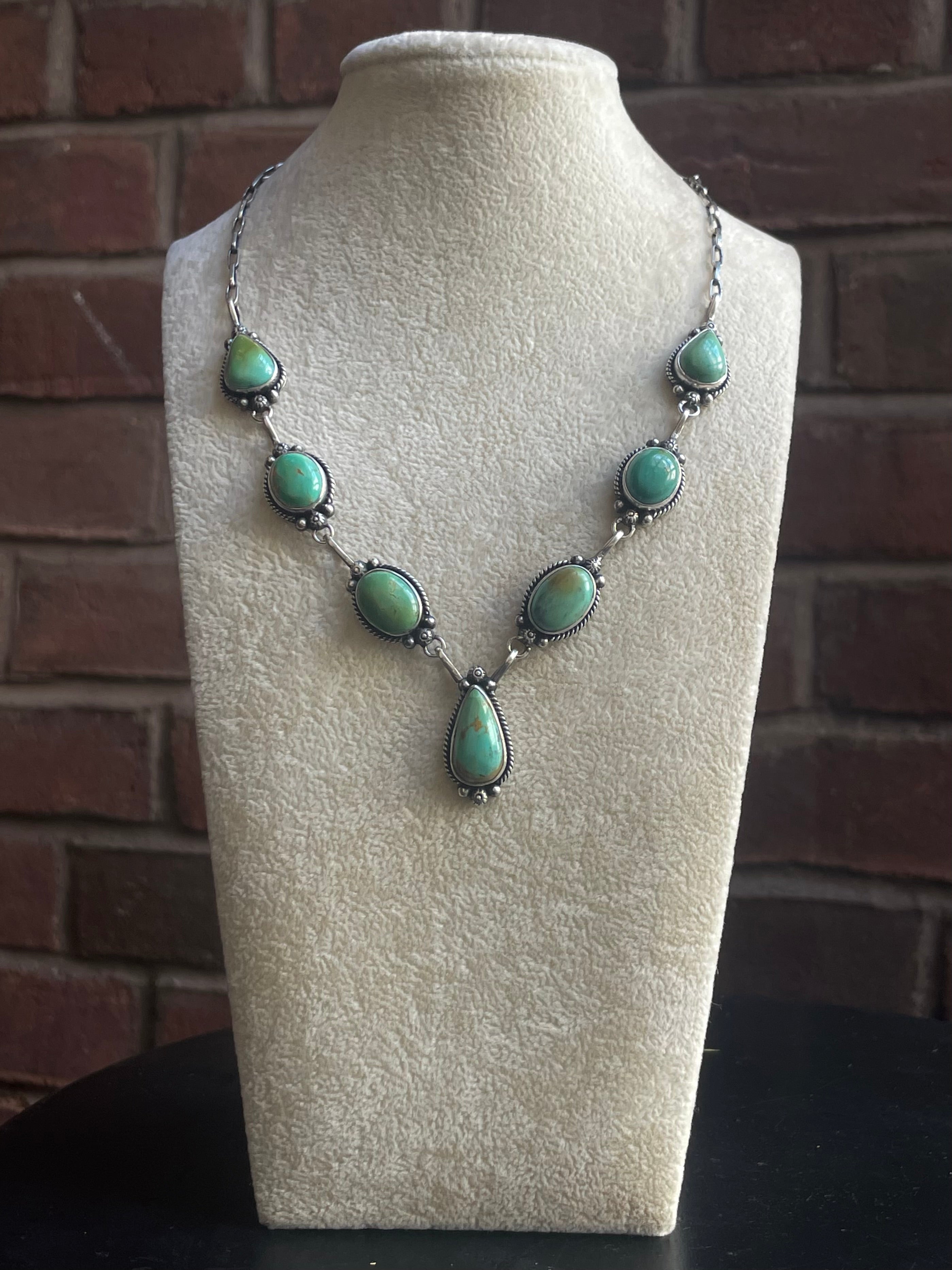 Kingman Turquoise Lariat Necklace | 925 Sterling Silver G613