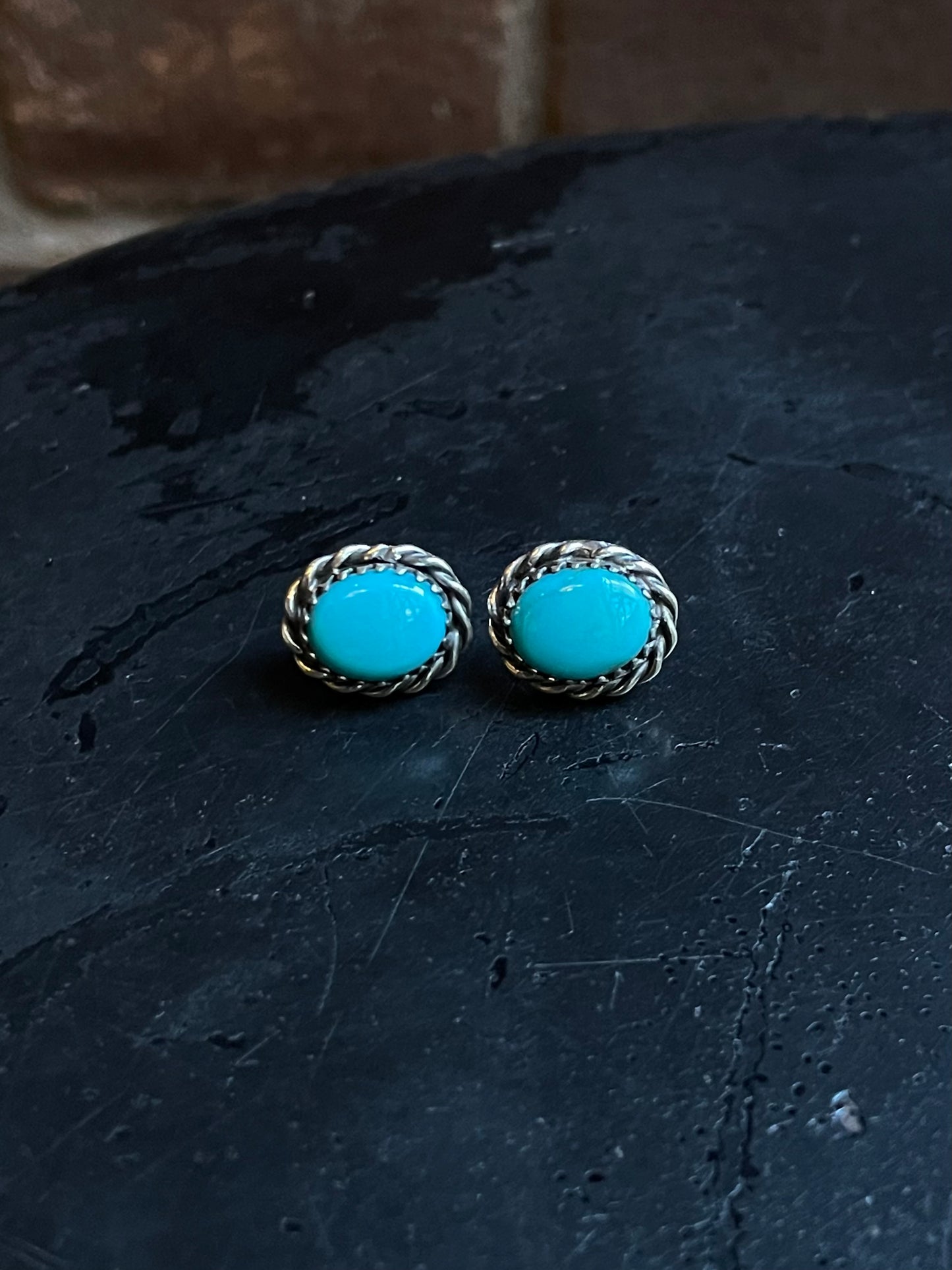 Kingman Turquoise Stud Earrings | 925 Sterling Silver E382