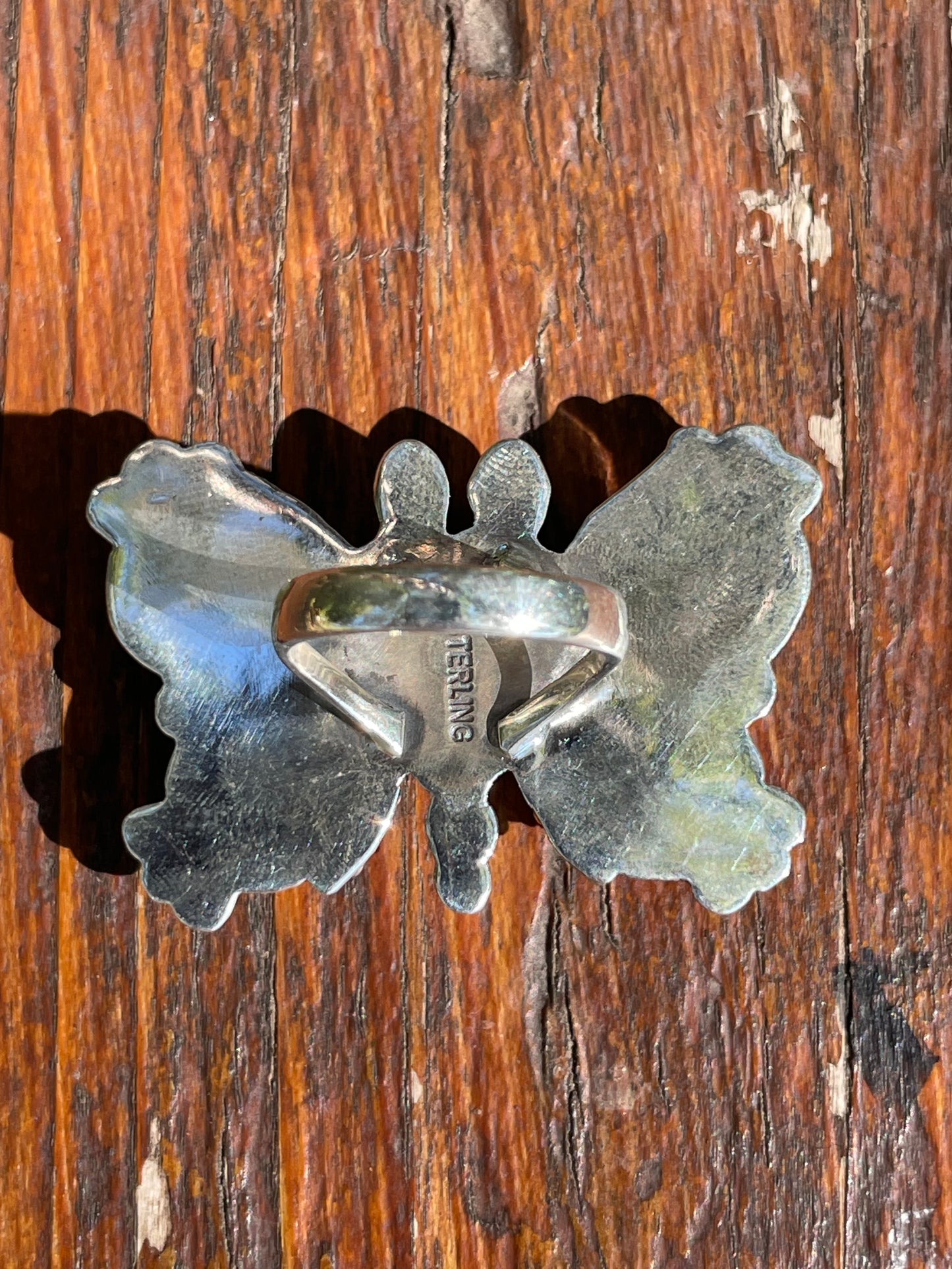 Pink Conch & Turquoise Butterfly Ring | Sterling Silver 925 | Size 6 B375