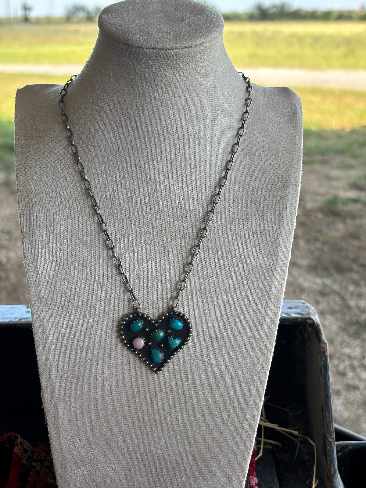 Turquoise Multistone Heart Necklace | 925 Sterling Silver Z33