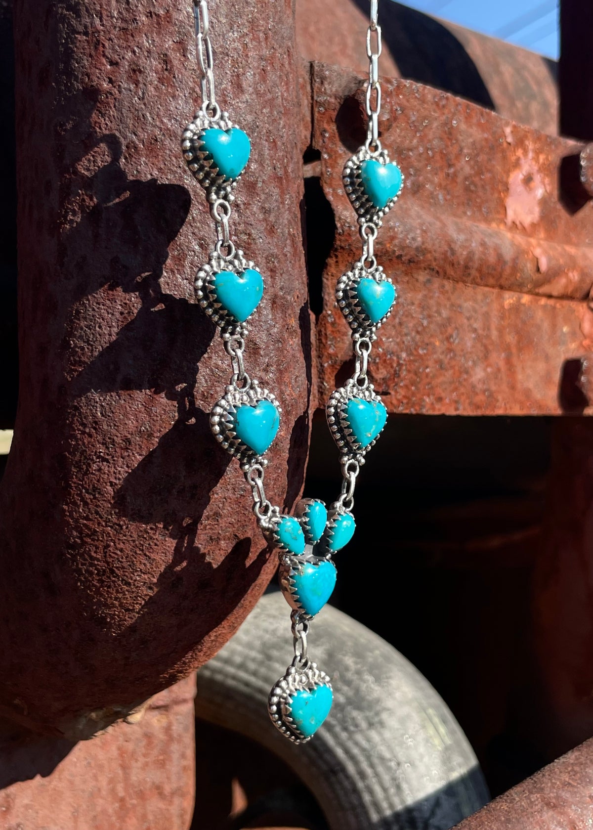 Kingman Turquoise Heart Necklace | 925 Sterling Silver E619