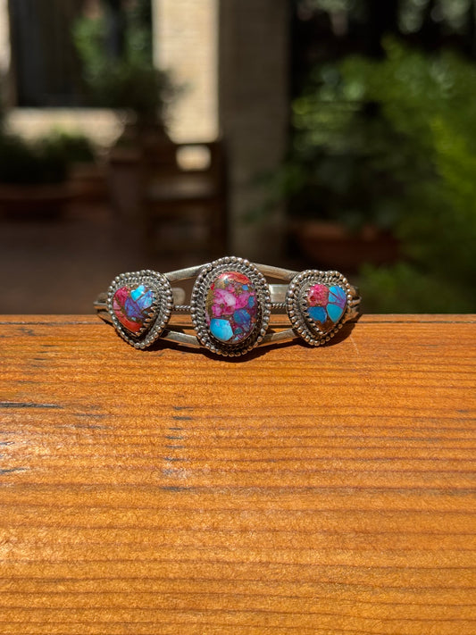 Dahlia Heart Cuff Bracelet | 925 Sterling Silver Floral VAD11