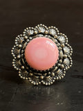 Pink Conch Floral Ring Size 8 | 925 Sterling Silver E993