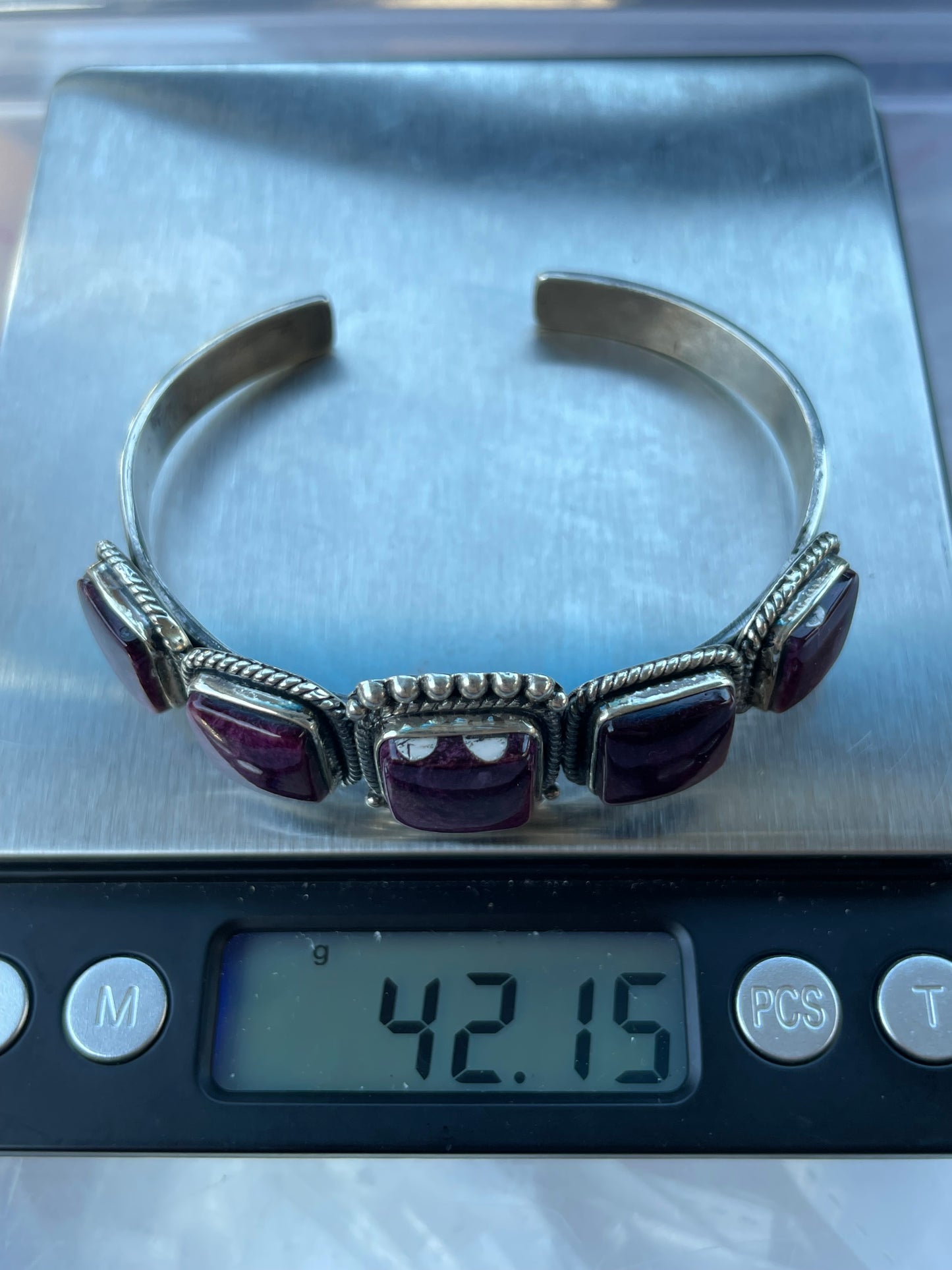 Purple Spiny Oyster Cuff Bracelet | Sterling Silver 925 C745