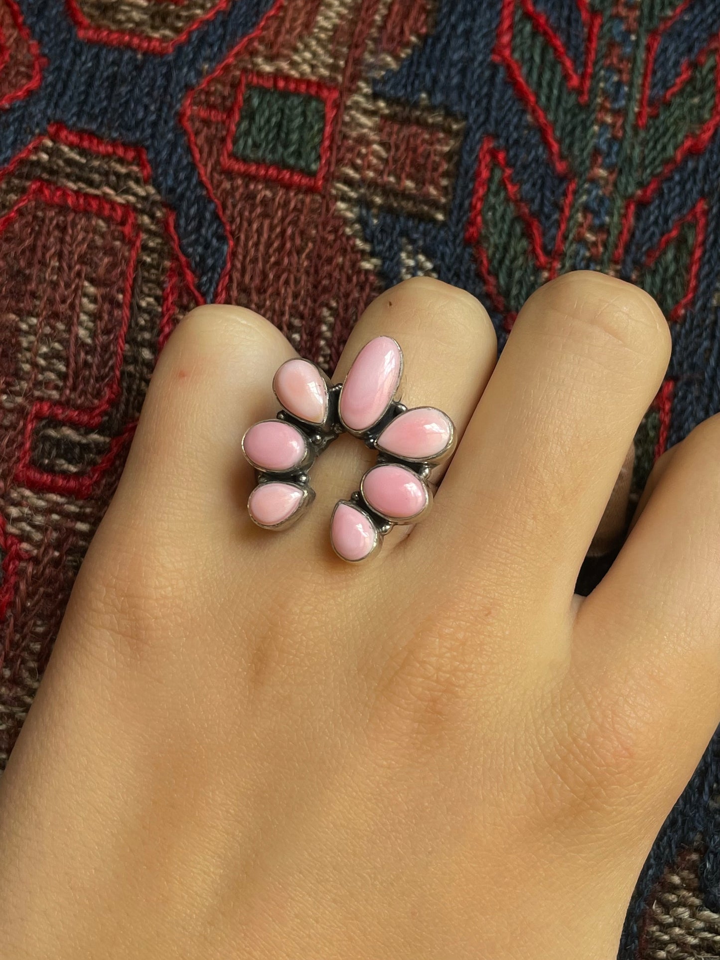 Pink Conch Naja Ring Size 7 | 925 Sterling Silver E992