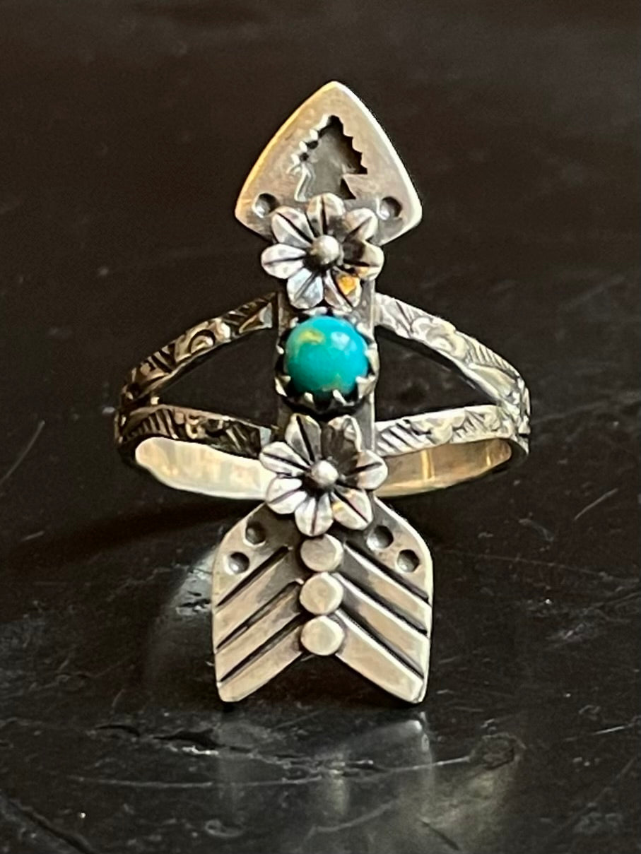 Kingman Turquoise Arrow Ring Size 9.5 | 925 Sterling Silver G507